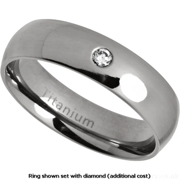 Titan Jewellery, 6mm Classic Court Polished Titanium Wedding Ring
