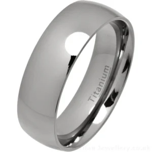 7mm Classic Court Polished Titanium Wedding Ring