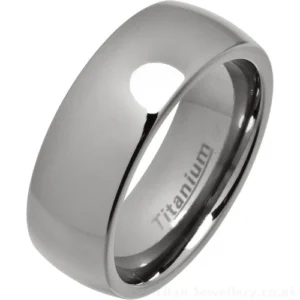 8mm Polished Titanium Classic Court Wedding Ring