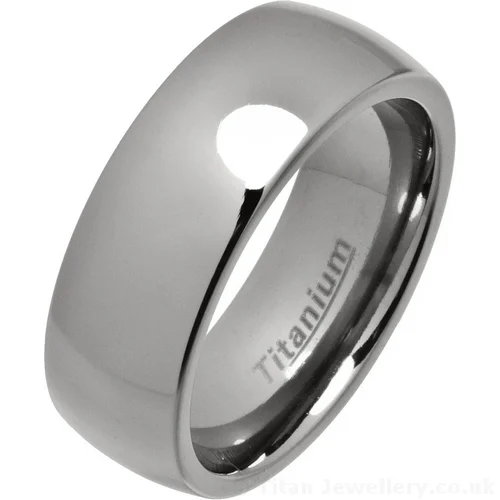 8mm Polished Titanium Classic Court Wedding Ring 8mm Polished Titanium Classic Court Wedding Ring