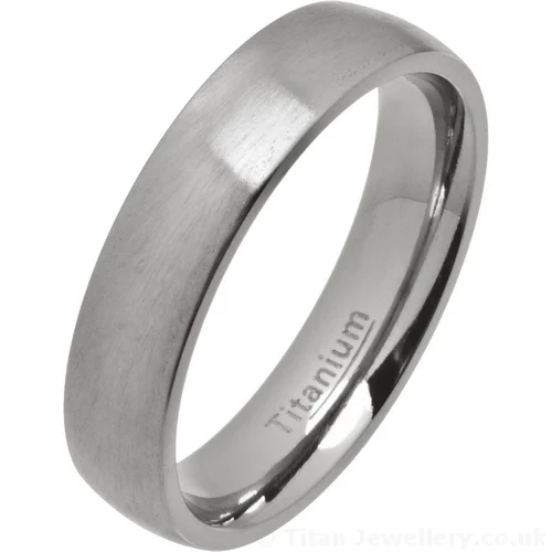 5mm Classic Court Brushed Titanium Wedding Ring