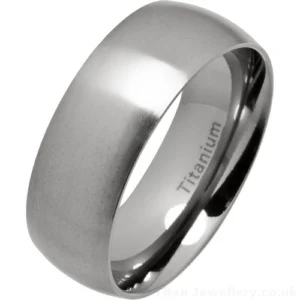 8mm Classic Court Brushed Titanium Wedding Ring