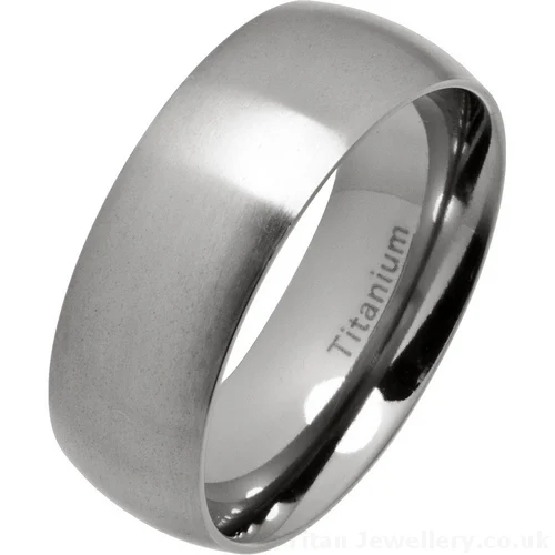 8mm Classic Court Brushed Titanium Wedding Ring 8mm Classic Court Brushed Titanium Wedding Ring