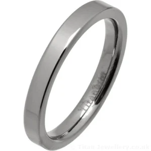 3mm Womens Flat Polished Titanium Wedding Ring