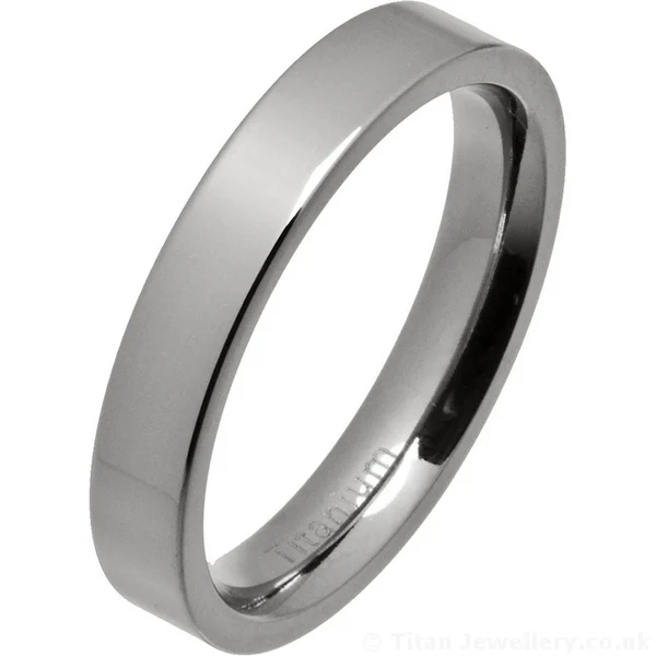 4mm Comfort Fit Polished Titanium Wedding Ring