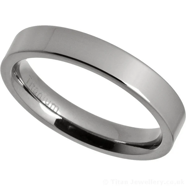 4mm Comfort Fit Polished Titanium Wedding Ring, 4mm wedding band for women