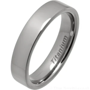 5mm Comfort Fit Polished Titanium Wedding Ring