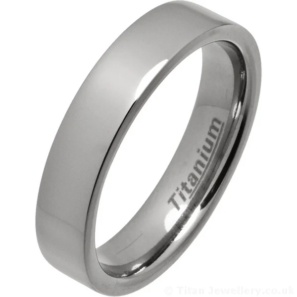 5mm Comfort Fit Polished Titanium Wedding Ring