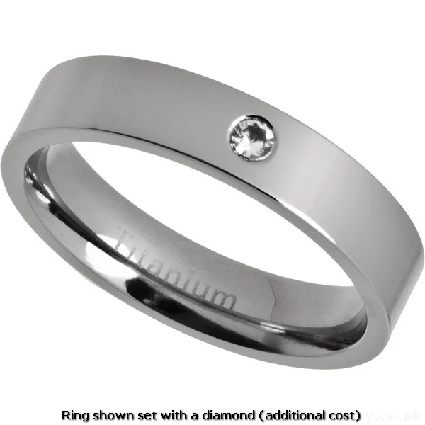 Titan Jewellery, 5mm Comfort Fit Polished Titanium Wedding Ring