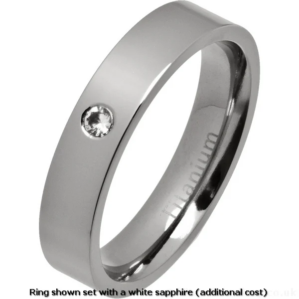 5mm Comfort Fit Polished Titanium Wedding Ring, TI15