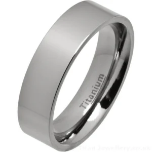 6mm Comfort Fit Polished Titanium Wedding Ring