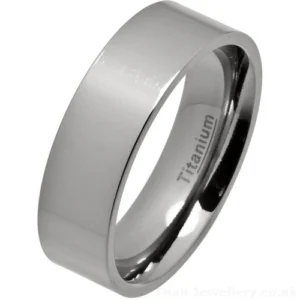 7mm Comfort Fit Polished Titanium Wedding Ring