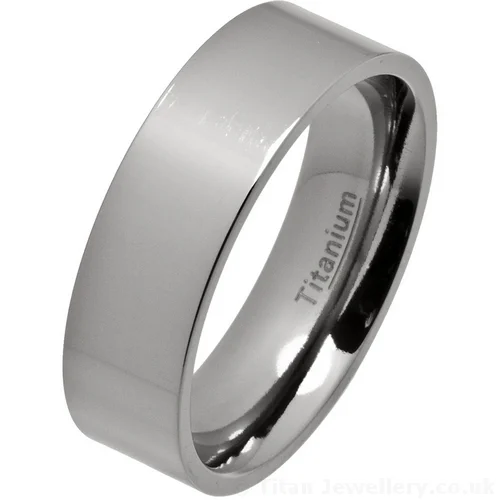 7mm Comfort Fit Polished Titanium Wedding Ring 7mm Comfort Fit Polished Titanium Wedding Ring