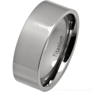 8mm Comfort Fit Polished Titanium Wedding Ring