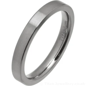 3mm Womens Flat Brushed Titanium Wedding Ring