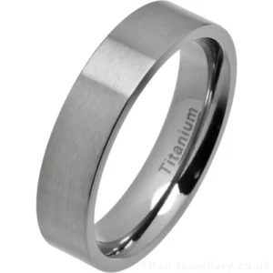 5mm Comfort Fit Brushed Titanium Wedding Ring