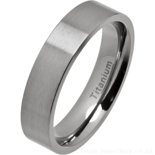 5mm Comfort Fit Brushed Titanium Wedding Ring