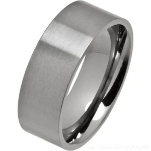 8mm Comfort Fit Brushed Titanium Wedding Ring
