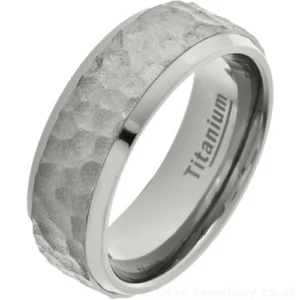 8mm Planished Titanium Wedding Ring