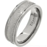 7mm Bark Pattern Titanium Wedding Ring