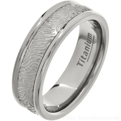 7mm Bark Pattern Titanium Wedding Ring 7mm Bark Pattern Titanium Wedding Ring