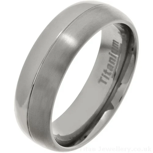 7mm Contrast Titanium Court Wedding Ring 7mm Titanium Two Tone Wedding Ring