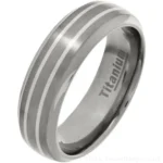 7mm Silver Inlay Titanium Court Wedding Ring