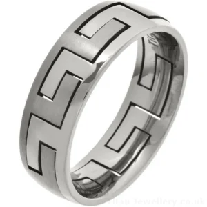 7mm Greek Key Titanium Puzzle Ring