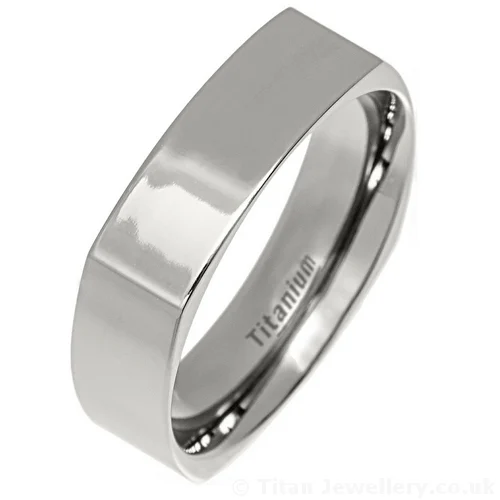 6mm Polished Titanium Square Ring 6mm Polished Titanium Square Ring