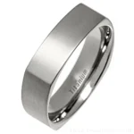 6mm Brushed Titanium Square Design Ring