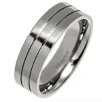 7mm Brushed 2 Lines Flat Titanium Ring