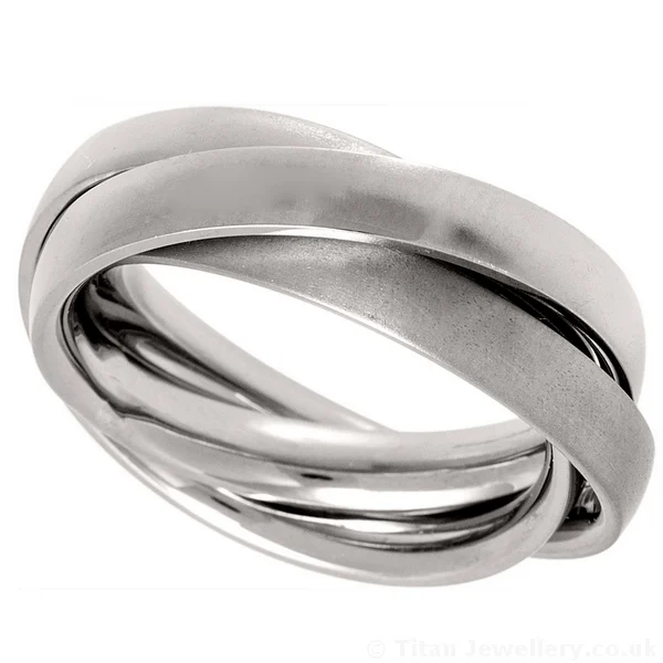 Titan Jewellery, Titanium Russian Wedding Ring 2 Polished 1 Brushed