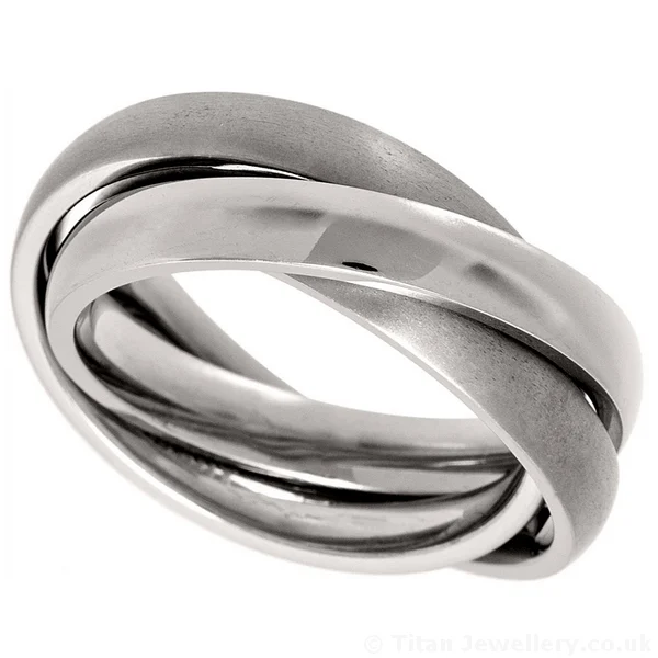 Titan Jewellery, Titanium Russian Wedding Ring 2 Brushed 1 Polished