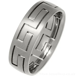 7mm Brushed Titanium Puzzle Ring