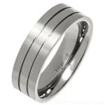 Polished 2 Lines Flat Titanium Ring