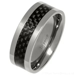 8mm Black Carbon Fibre Titanium Ring