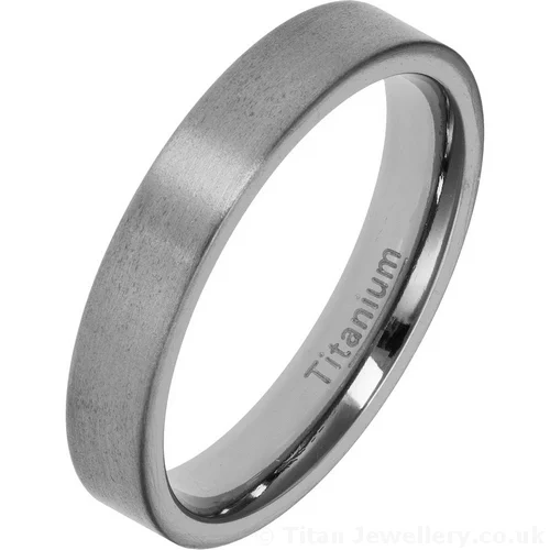 4mm Comfort Fit Brushed Titanium Wedding Ring 4mm Comfort Fit Brushed Titanium Wedding Ring