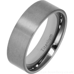 7mm Comfort Fit Brushed Titanium Wedding Ring