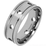 8mm Polished Mens Titanium Ring with Circles