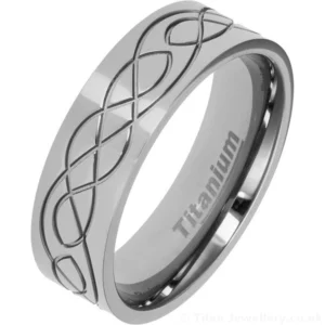 7mm Polished Titanium Celtic Wedding Ring