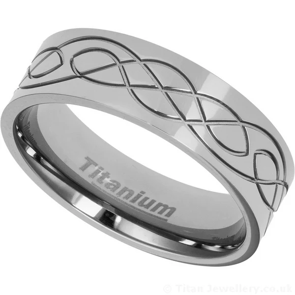 7mm Polished Titanium Celtic Wedding Ring, celtic rings for men