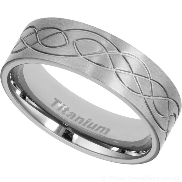 7mm Brushed Titanium Celtic Wedding Ring, celtic wedding ring