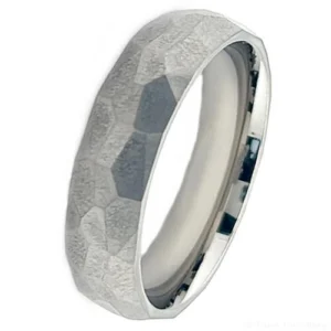 6mm Rustic Hammered Effect Titanium Ring