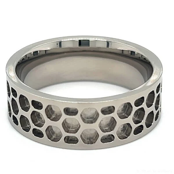 Titanium Honeycomb Inlay Ring (image 6)