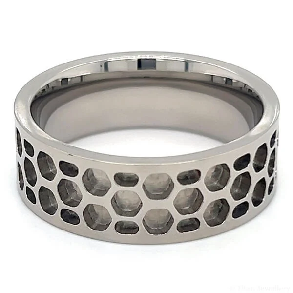 Titanium Honeycomb Inlay Ring, titanium honeycomb ring