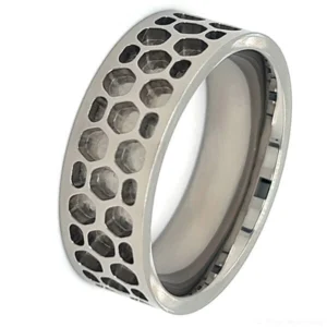 Titanium Honeycomb Inlay Ring