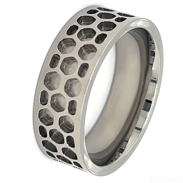 Titanium Honeycomb Inlay Ring