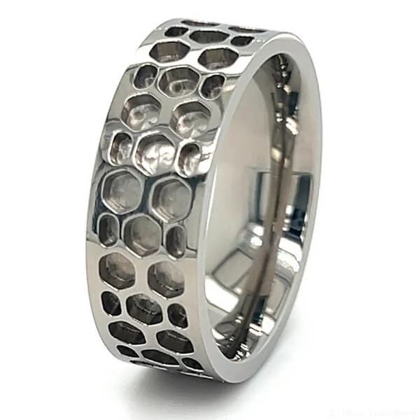 Titan Jewellery, Titanium Honeycomb Inlay Ring