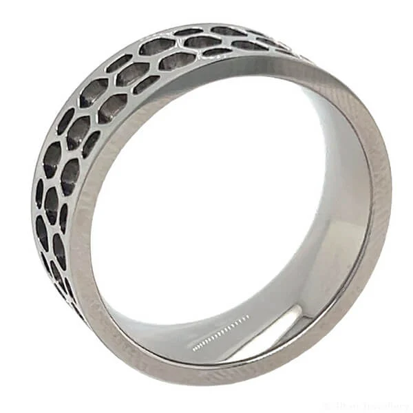 Titanium Honeycomb Inlay Ring, TI55