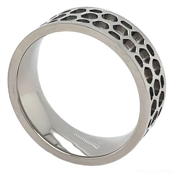 Titanium Honeycomb Inlay Ring (image 5)